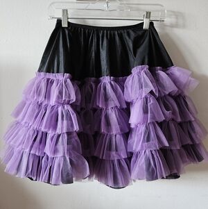 Black & Lavender Ruffled Tulle Petticoat Skirt